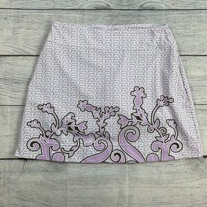 Athleta Golf Skort sz M Shorts Under Skirt Purple White Pattern Length 17"